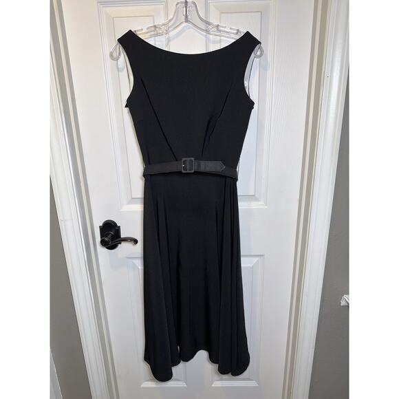 Bettie Page Black White Jazmin Pinup 50s Glam Retro Belted Dress XS - Picture 2 of 5